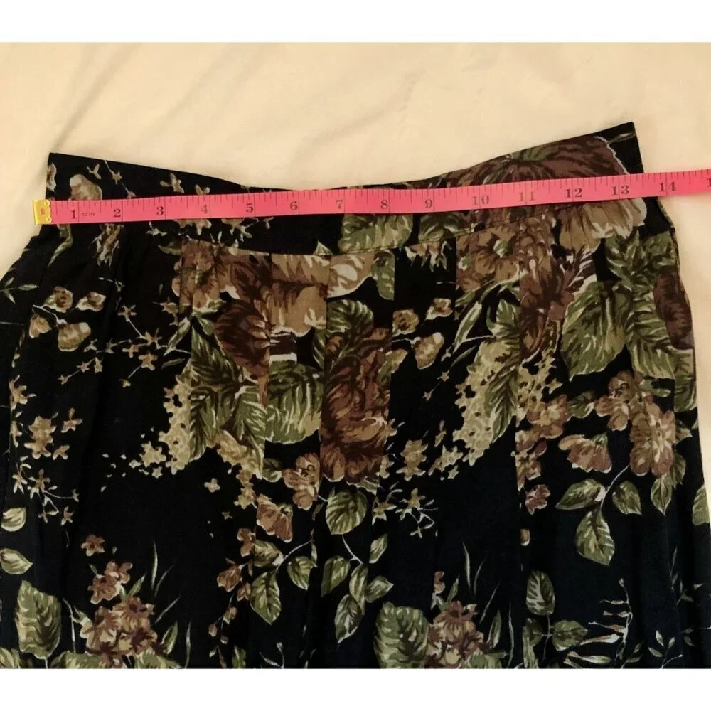 Vintage Floral Pleated Midi Skirt Womens 9/10 Cottagecore Fairycore Fairy Grunge